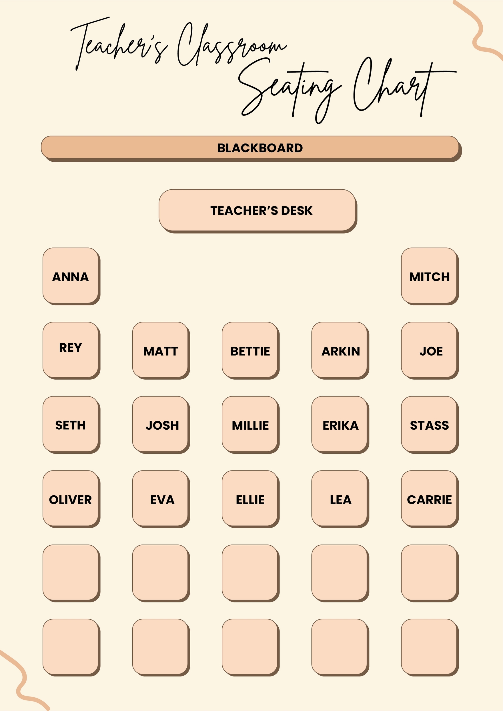 Teacher s Classroom Seating Chart In Illustrator PDF Download Template