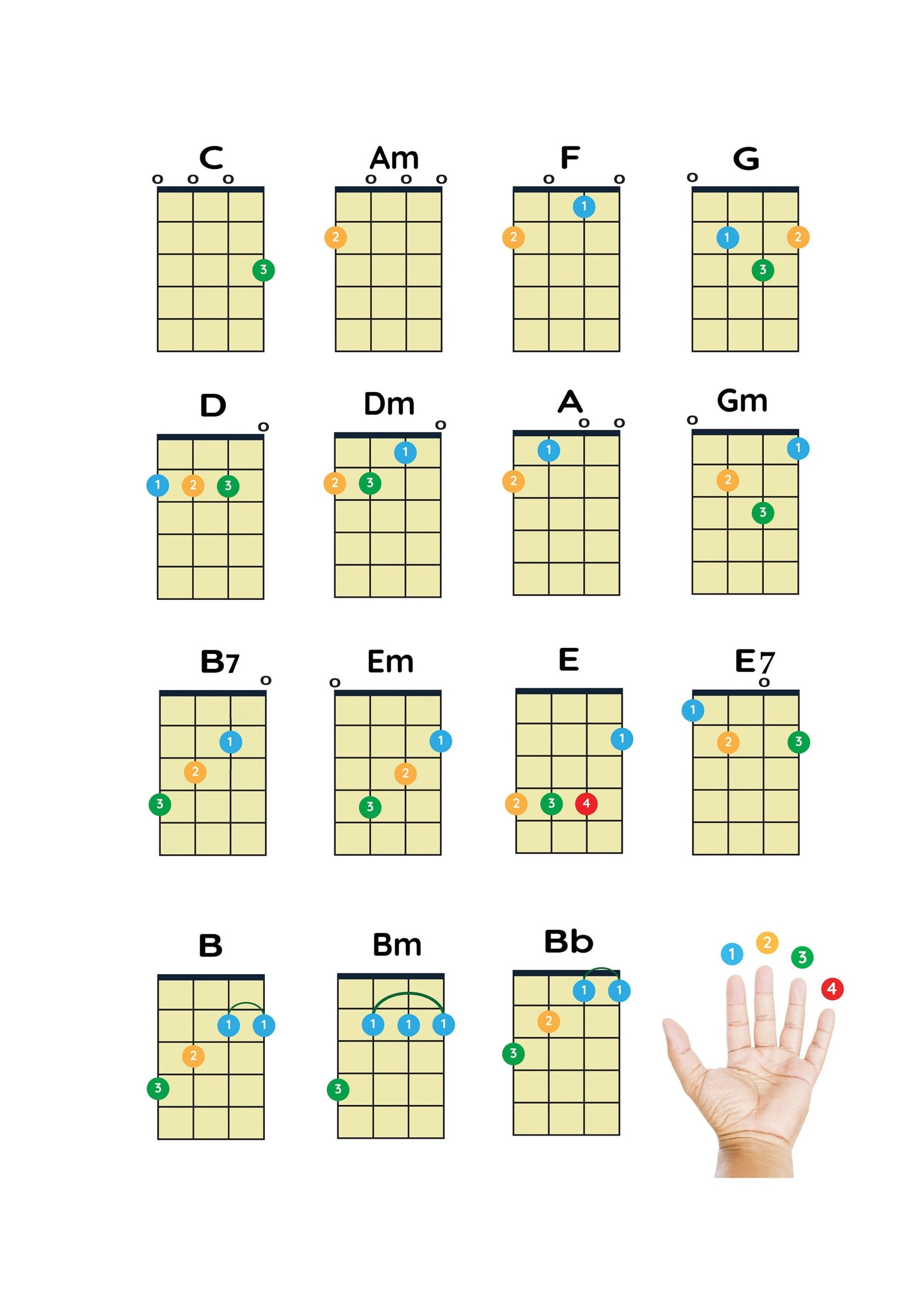 Ukulele Chords Chart For Beginners Large Printable Poster PDF Download Etsy Israel