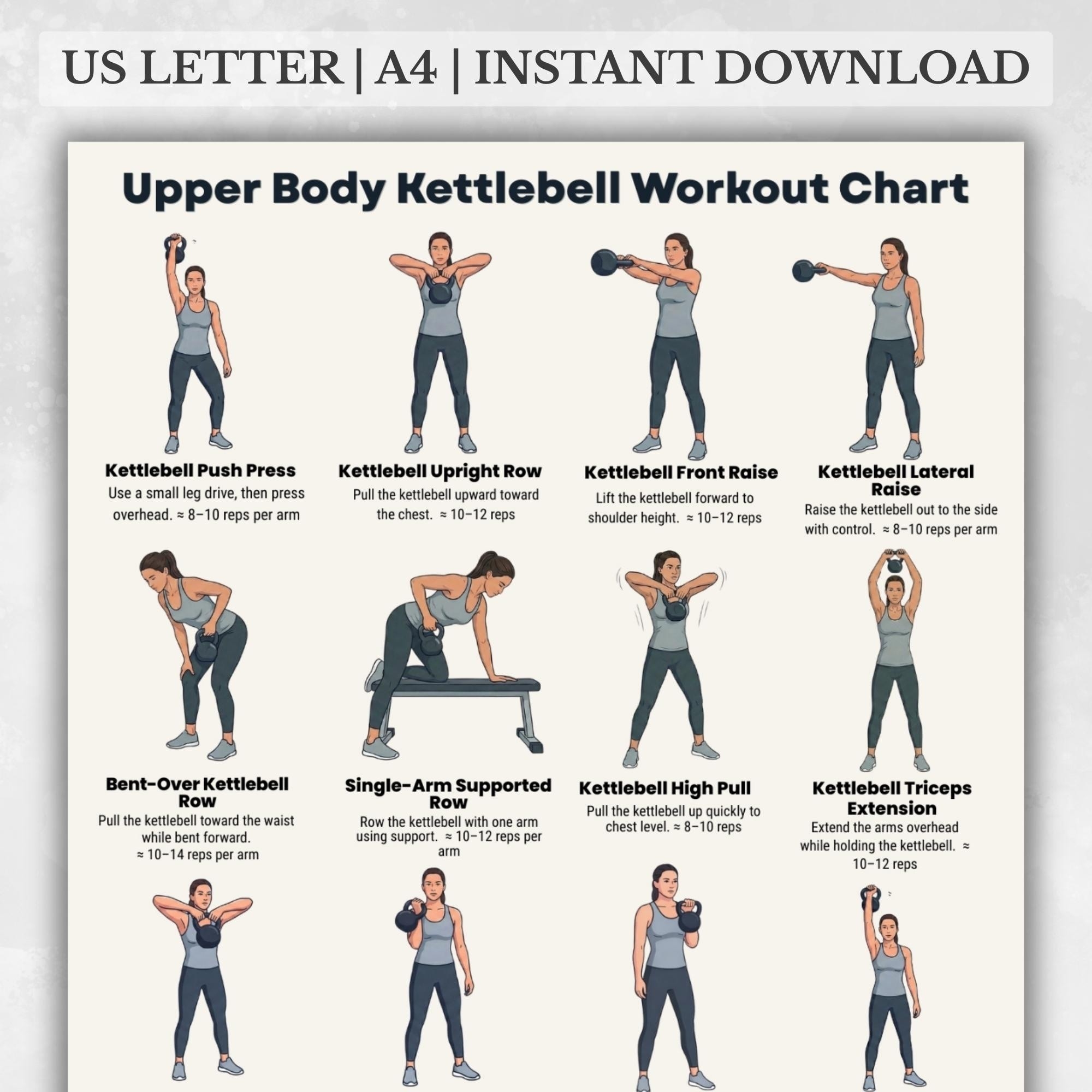 free printable kettlebell workout chart