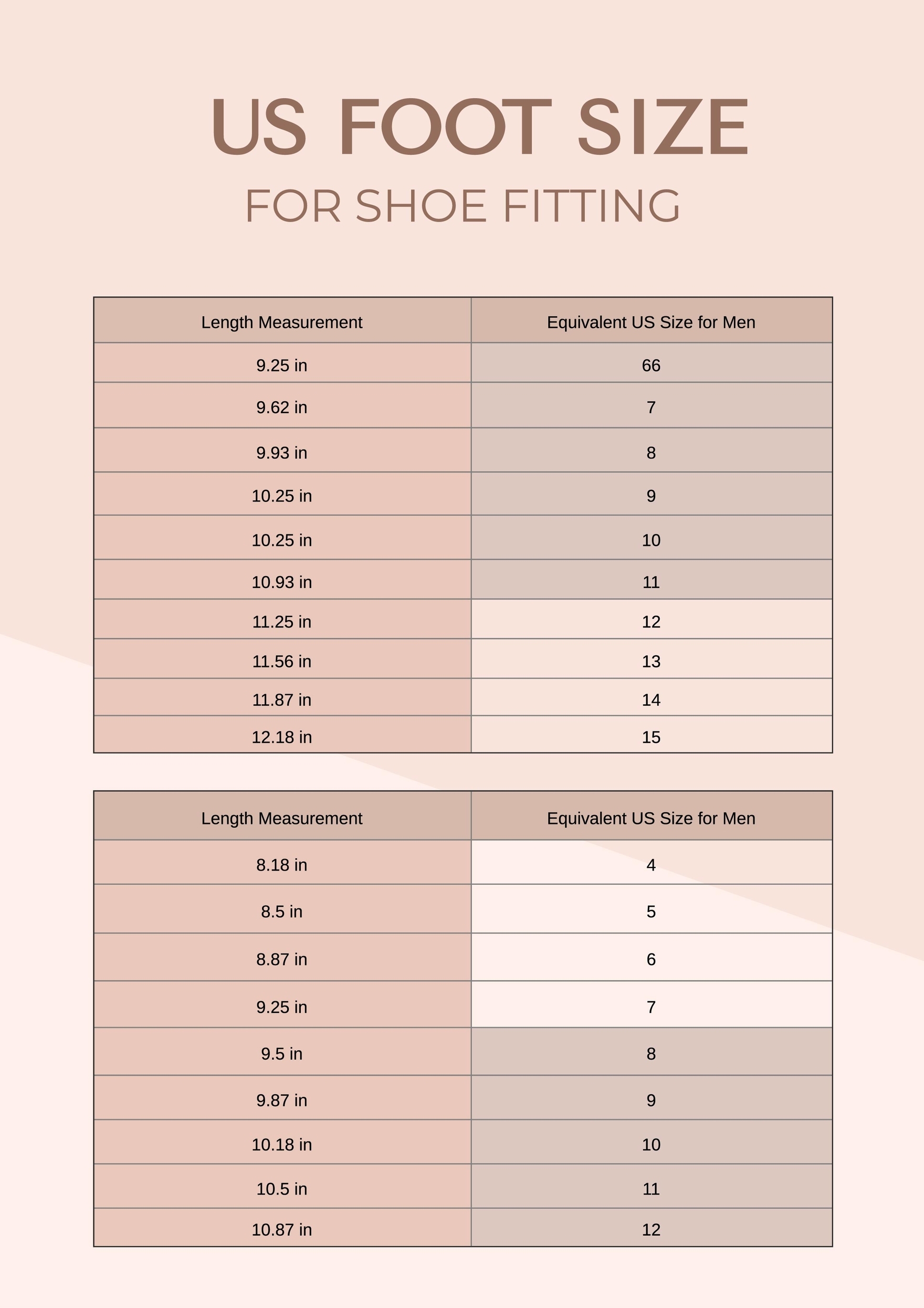 printable foot size chart