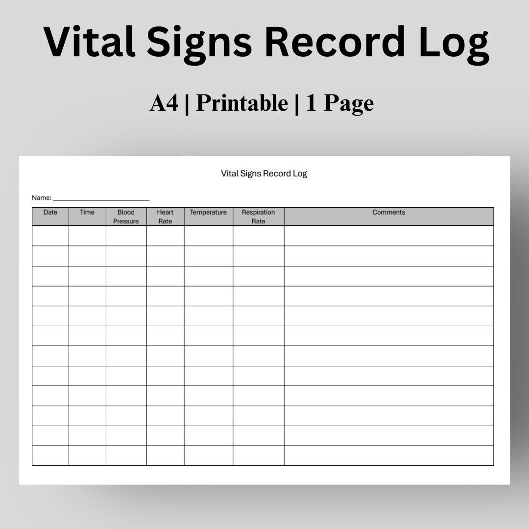 free printable blank vital signs chart