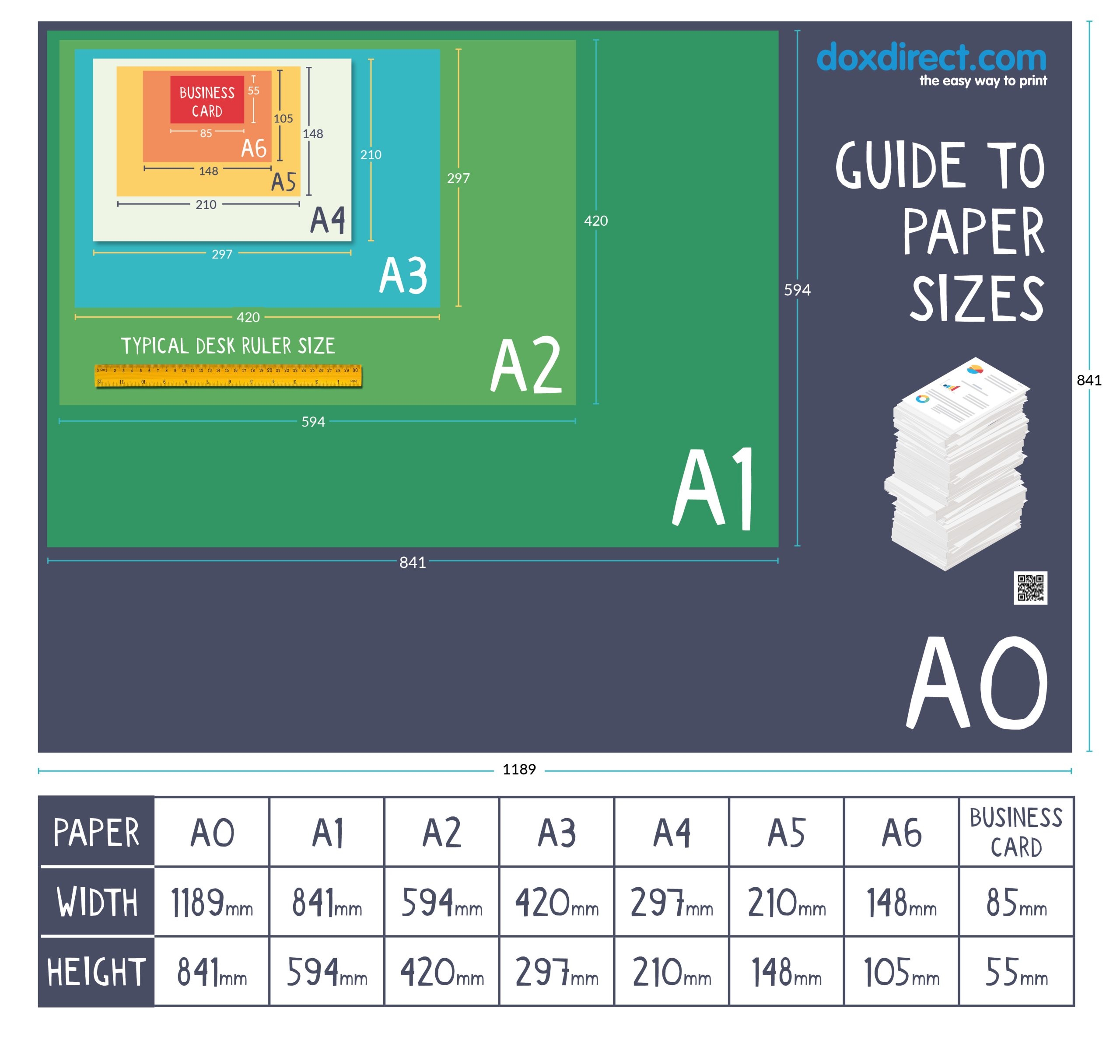 printable paper size chart